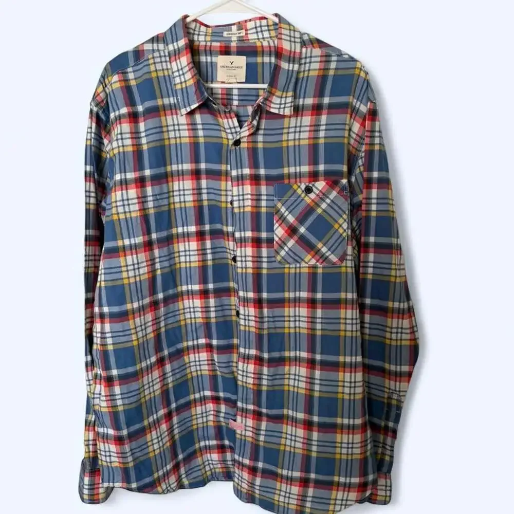 American Eagle Outfitters Seriously Soft Plaid Button-Up Shirt - Picture 1 of 2